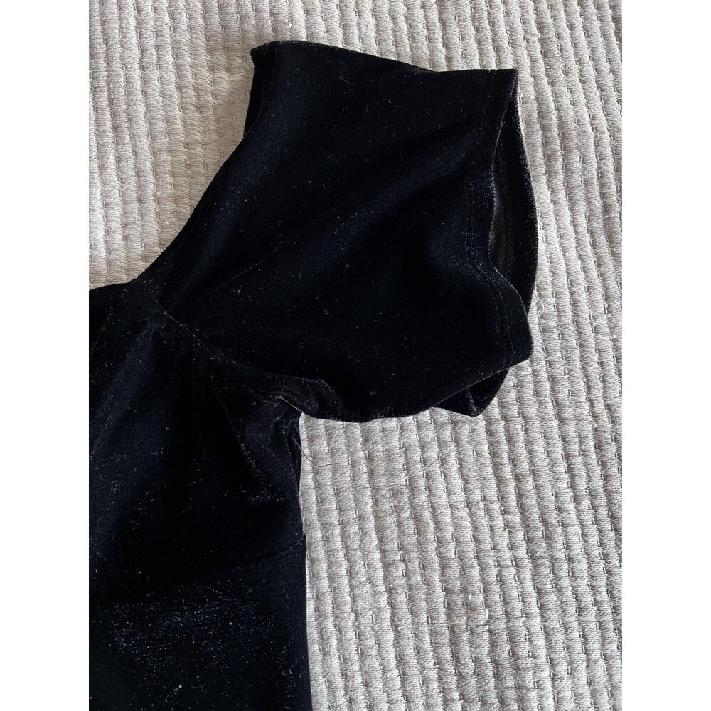 Sincerely Jules Shirt Womens XL Black Velvet Off Shoulder Puff Sleeve Crop Top - Picture 4 of 9